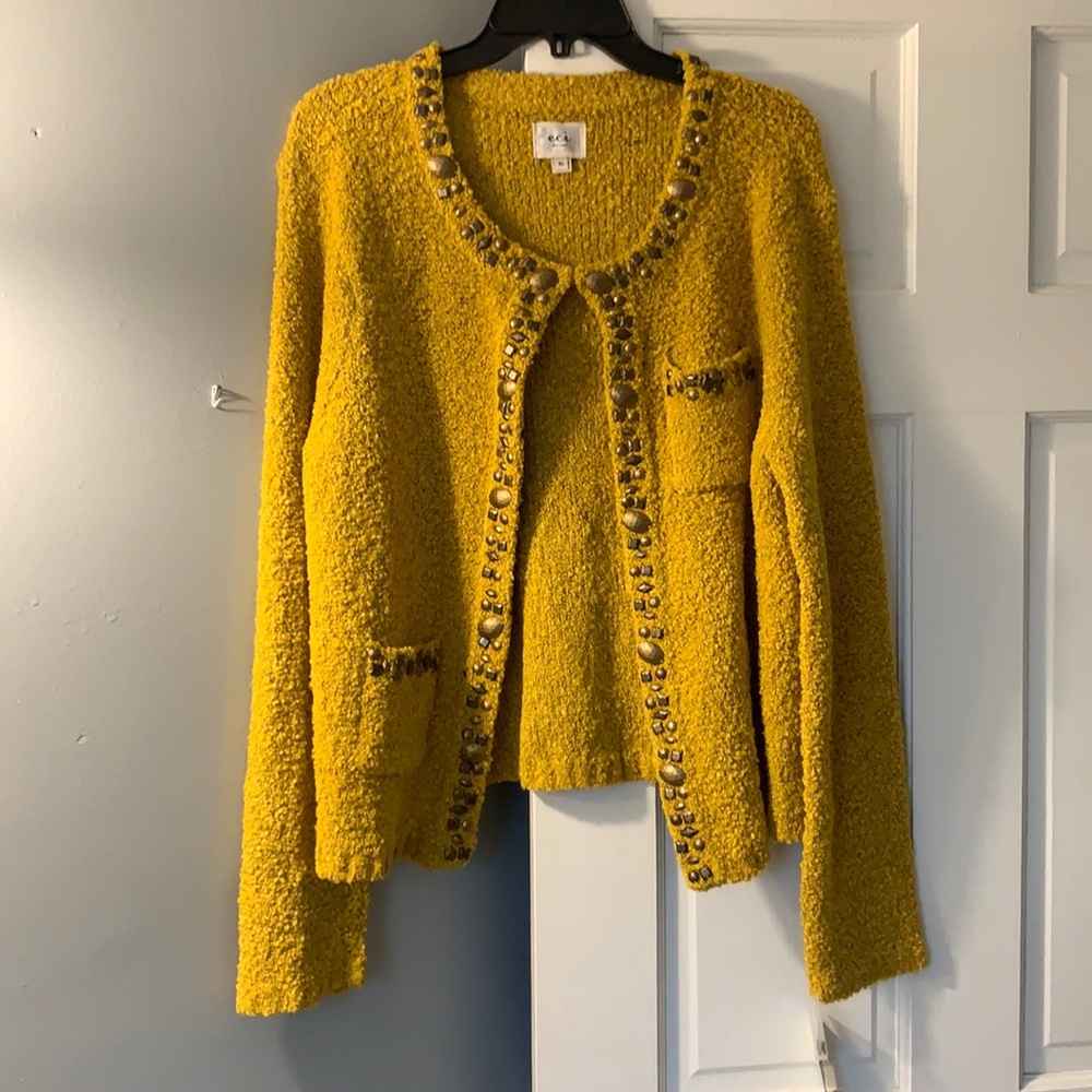 eci XL mustard cardigan. NWT!!